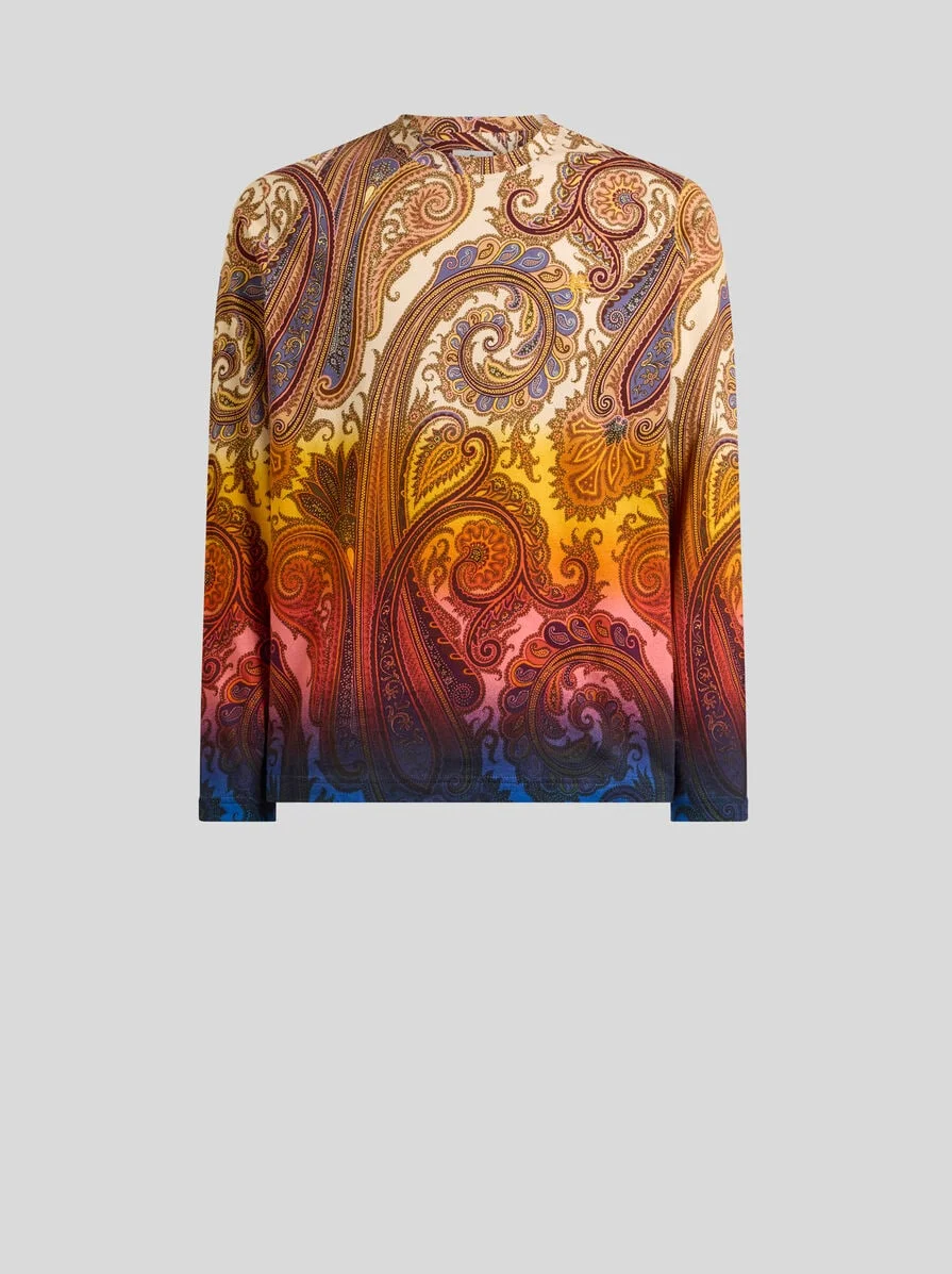 COTTON JERSEY SWEATER WITH DEGRADÉ PAISLEY MOTIF - 1