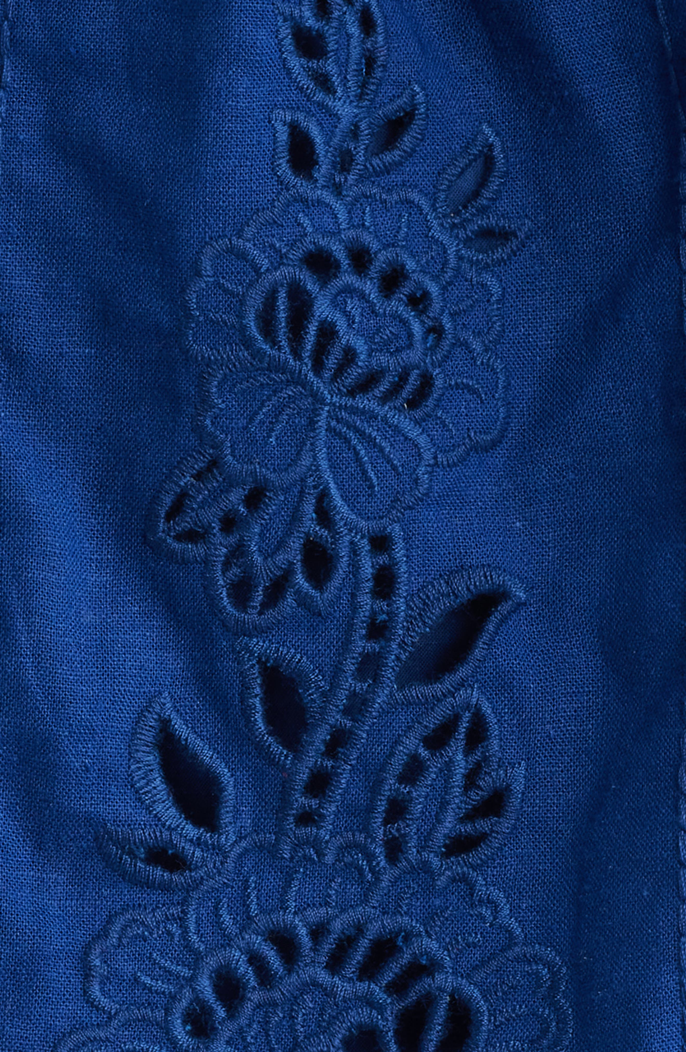 FARM Rio Richelieu Eyelet Embroidered Linen Blend Camisole in Blue at Nordstrom - 5