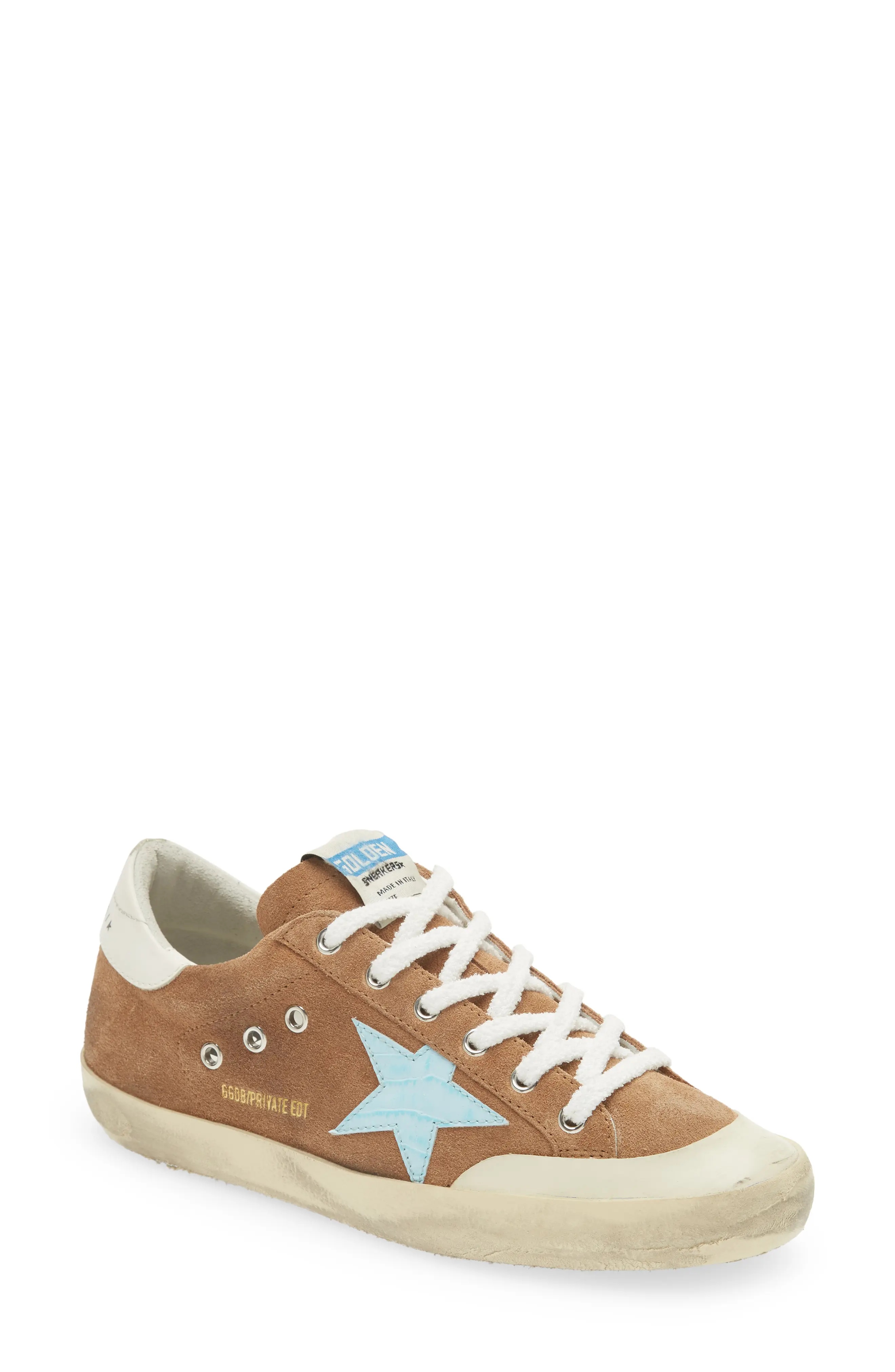 Super-Star Low Top Sneaker in Tobacco/Light Blue/White - 1