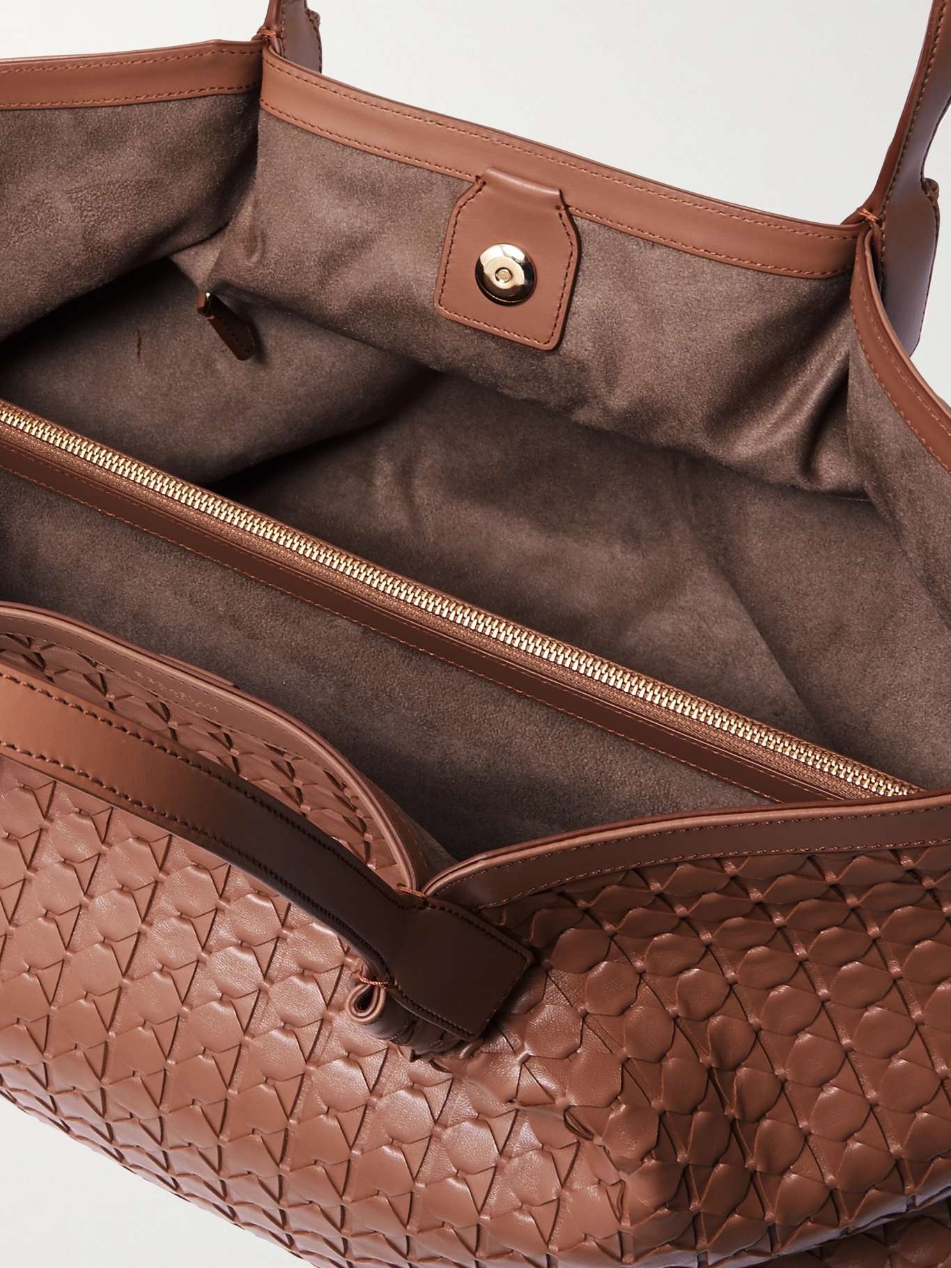 Secret large woven leather tote Tan - 5