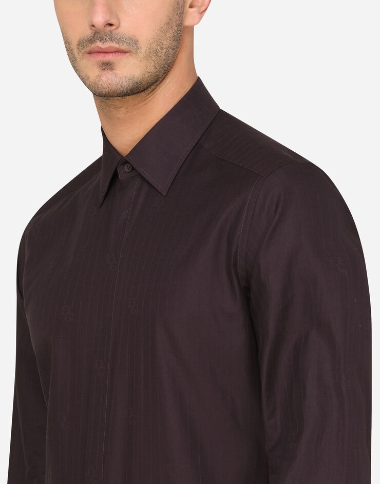 Cotton jacquard Martini-fit shirt with DG logo - 4