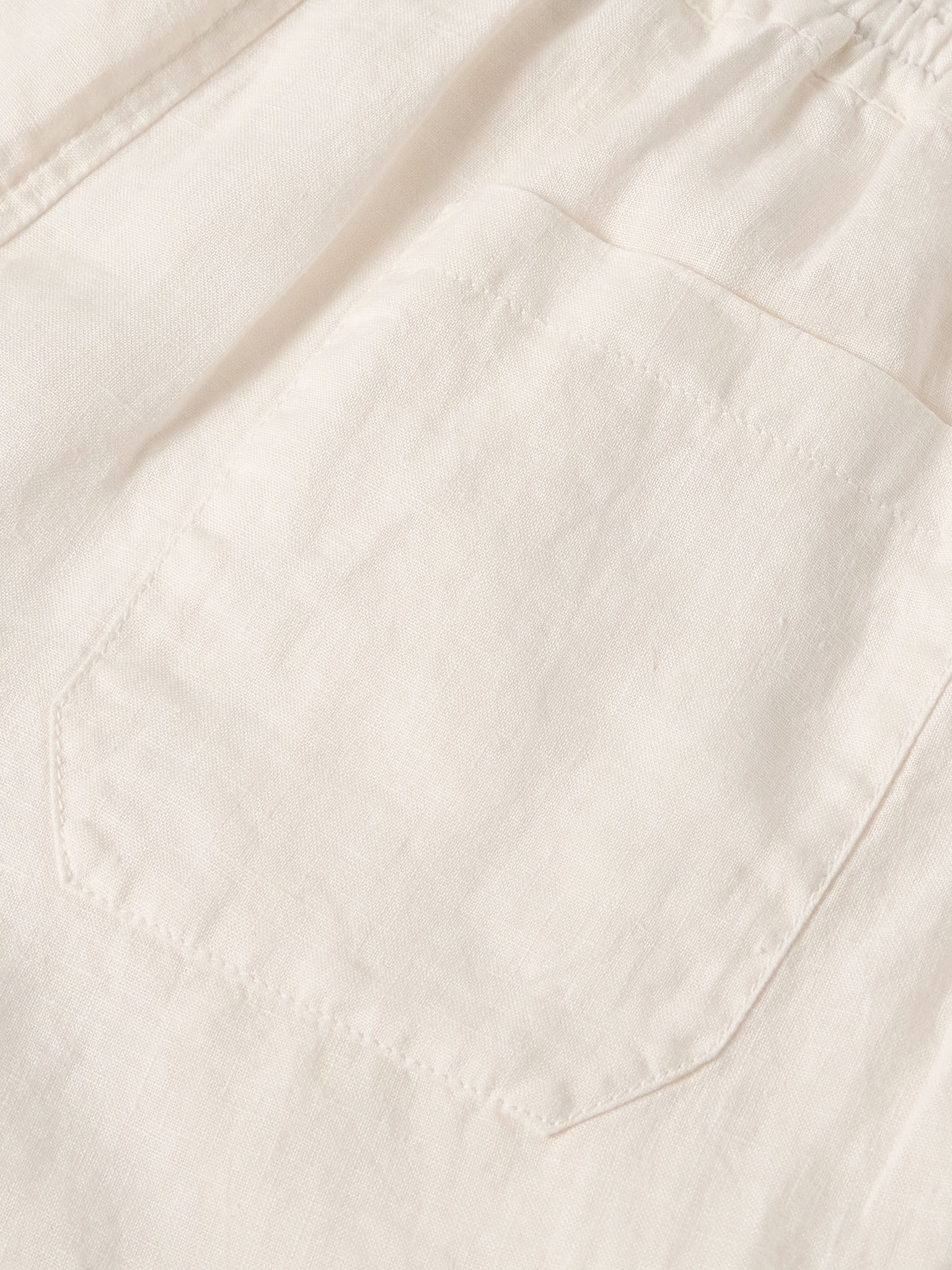 Linen Drawstring Shorts White - 5