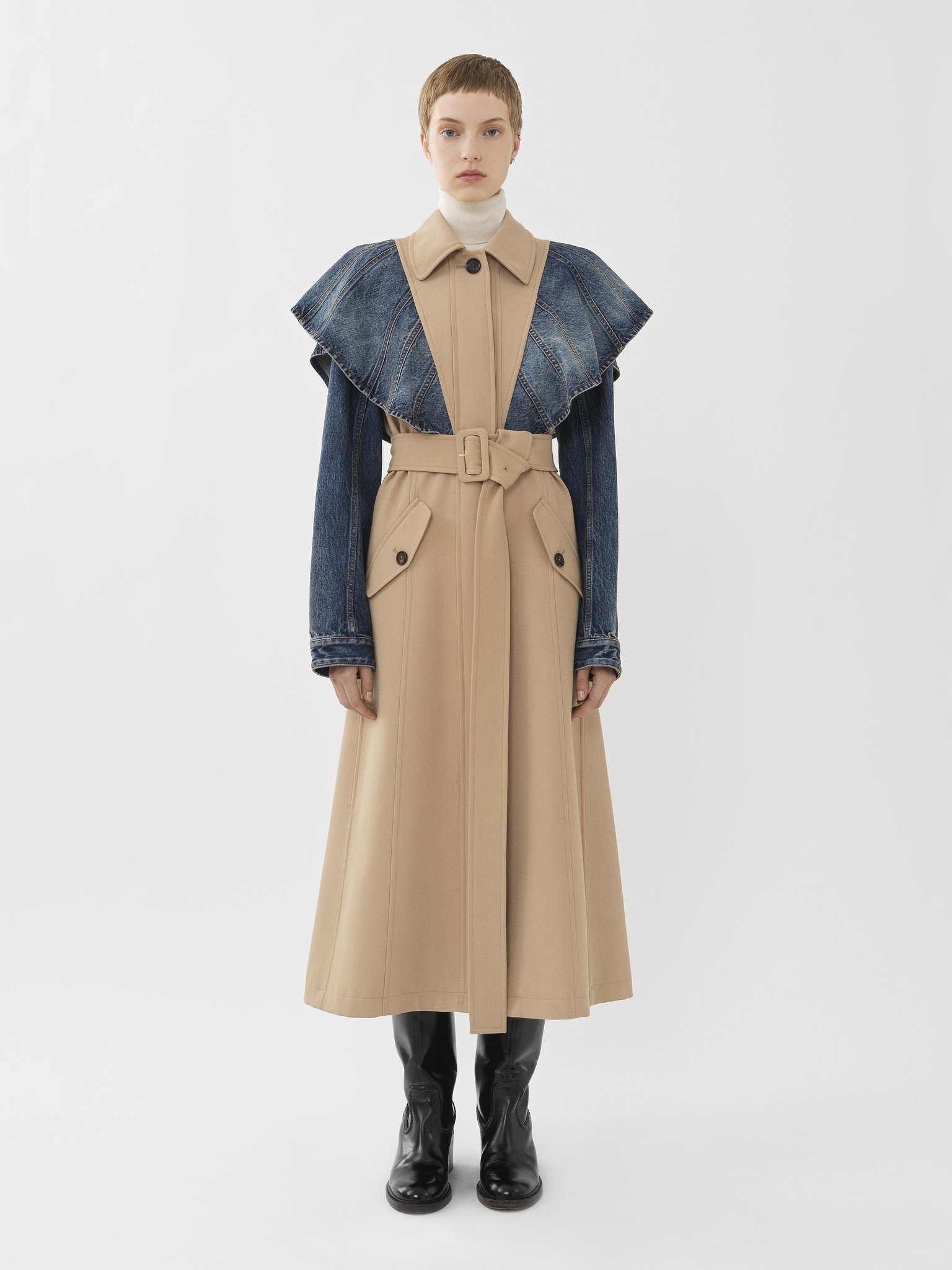 BIMATERIAL TRENCH COAT - 2