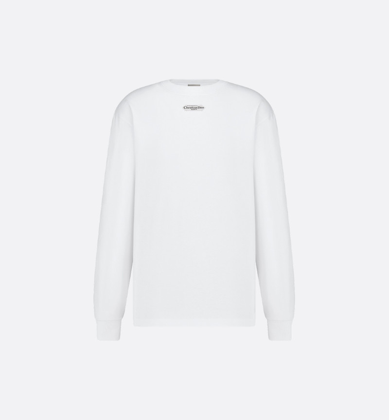 Long-Sleeved T-Shirt with Christian Dior Paris Tag, Relaxed Fit 1