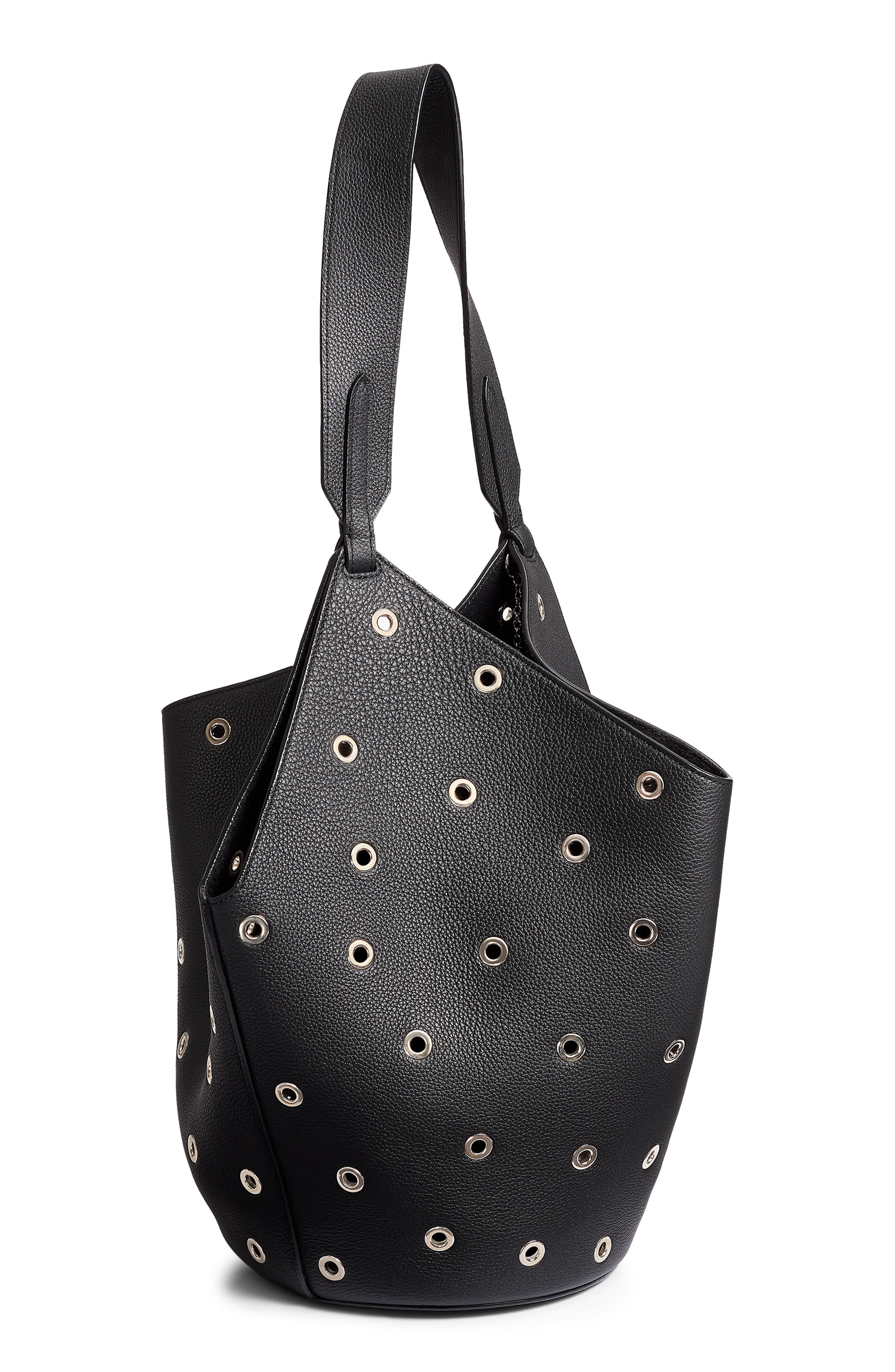 Khaite Small Lotus Grommet Leather Tote in Black 200 at Nordstrom - 4