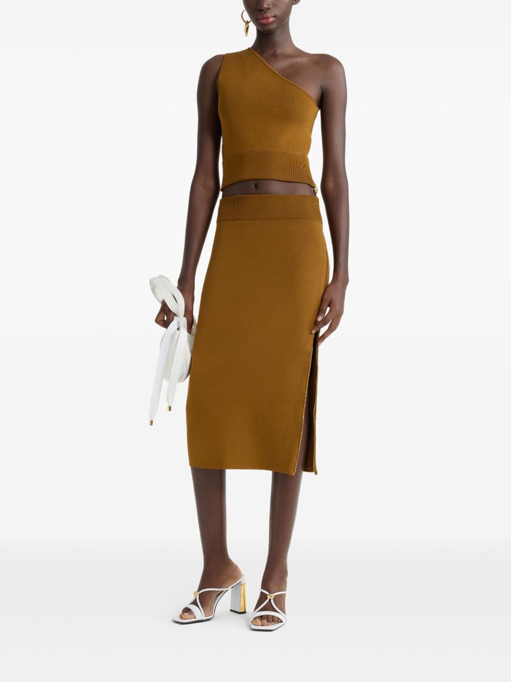 zip-decorative midi skirt - 2