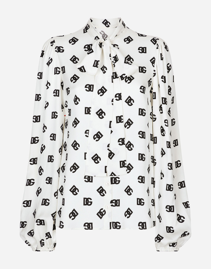 Charmeuse shirt with all-over DG logo print 1