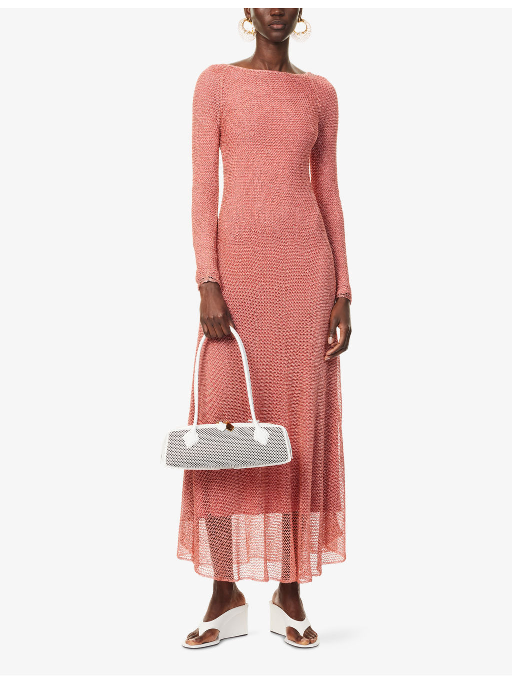 Chain Long-Sleeves Woven Maxi Dress - 2