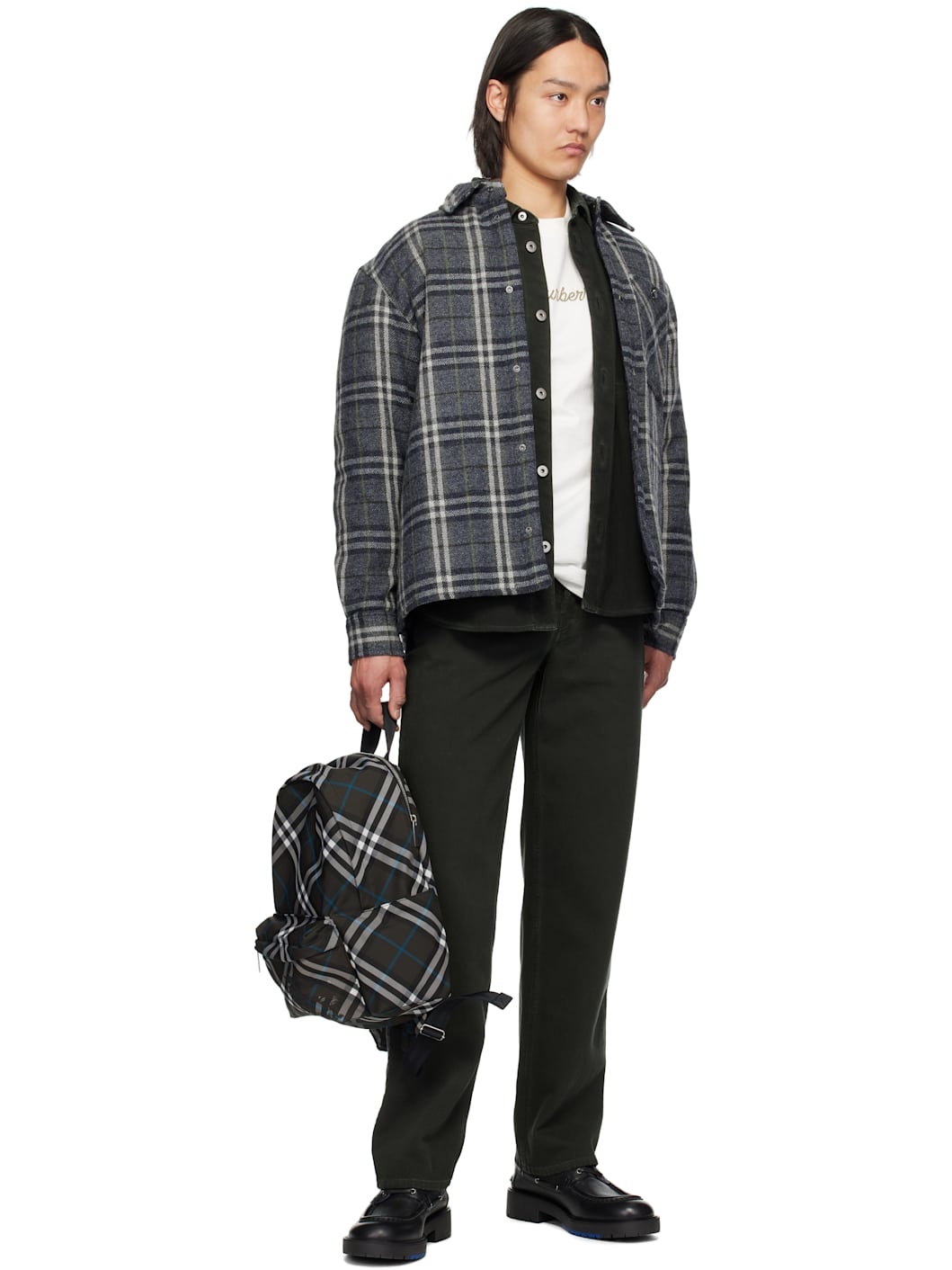 Gray Check Backpack - 4