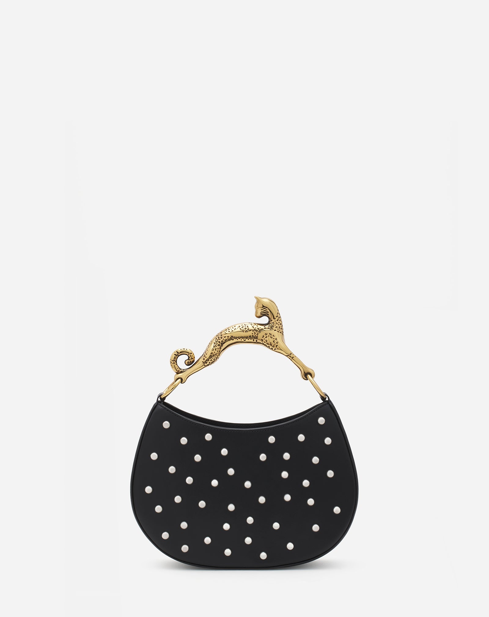 SMALL-MEDIUM STUDDED LEATHER HOBO CAT BAG - 4