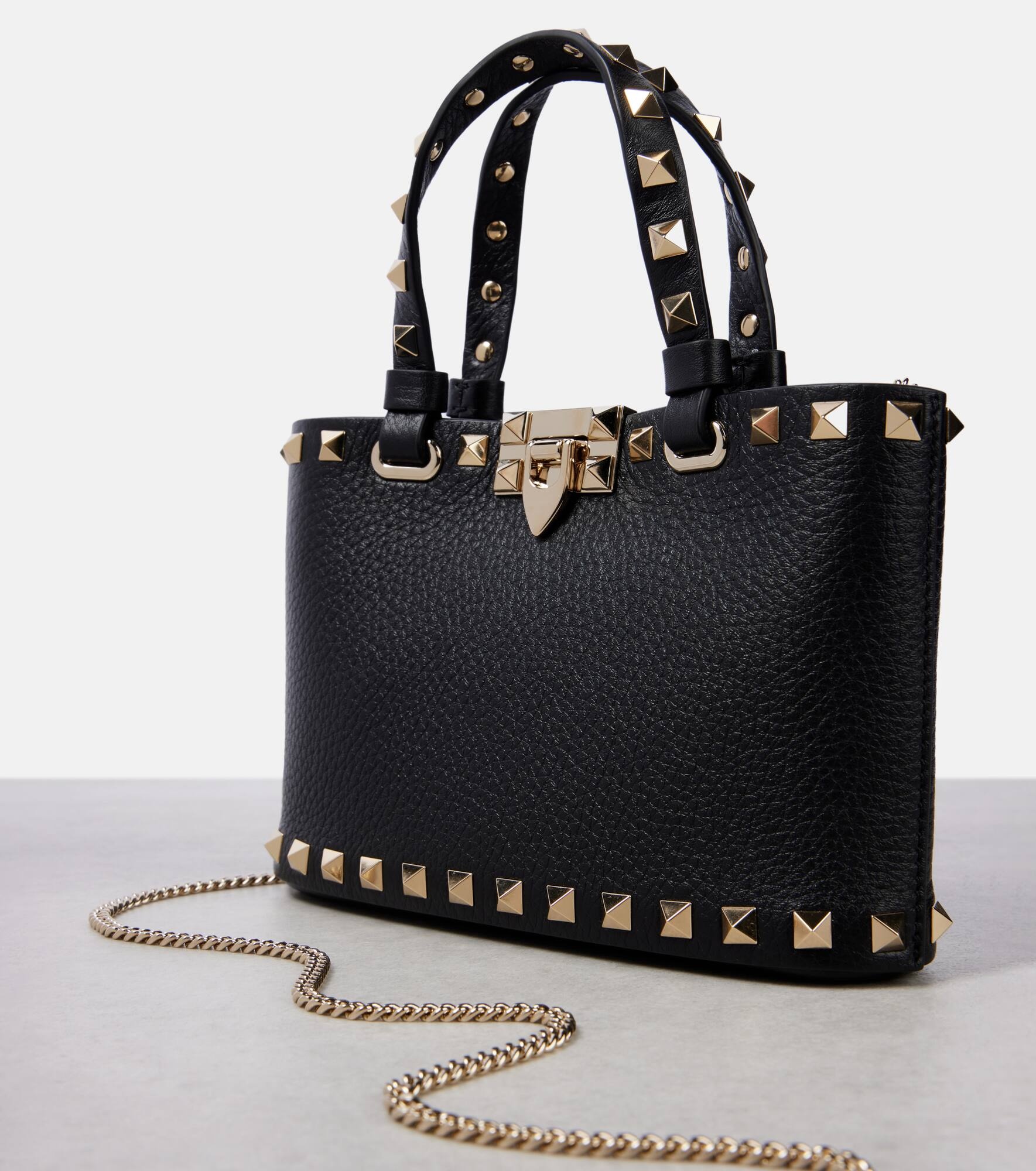 Rockstud leather tote bag - 6