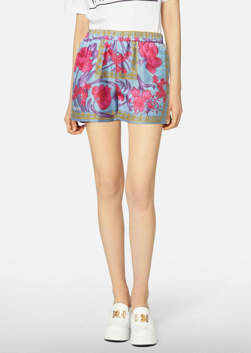 VERSACE Acid Bouquet Silk Shorts outlook