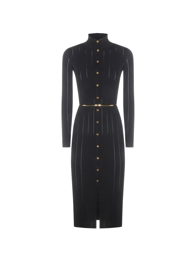 openwork knit fabric with belt dress 1
