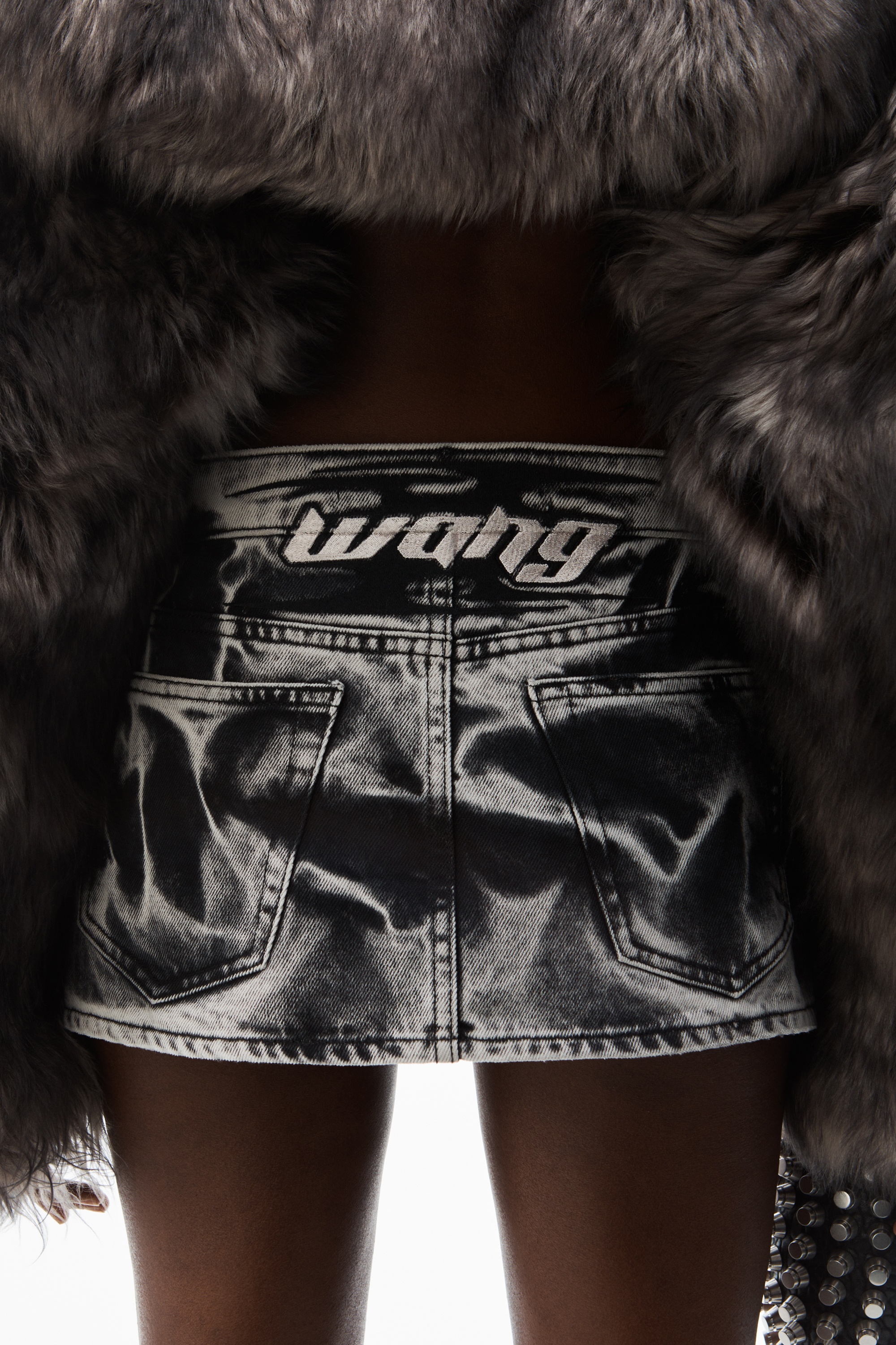 blade logo-embroidered miniskirt in cotton denim - 5