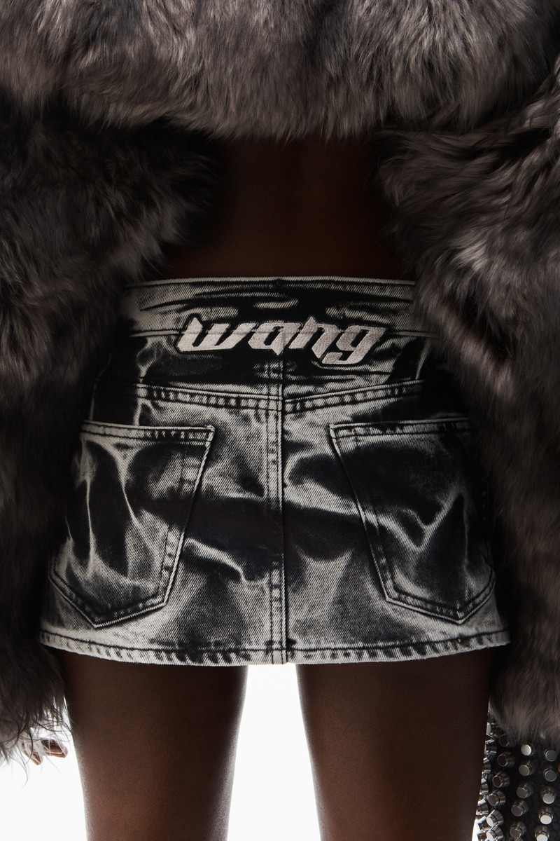 blade logo-embroidered miniskirt in cotton denim 5