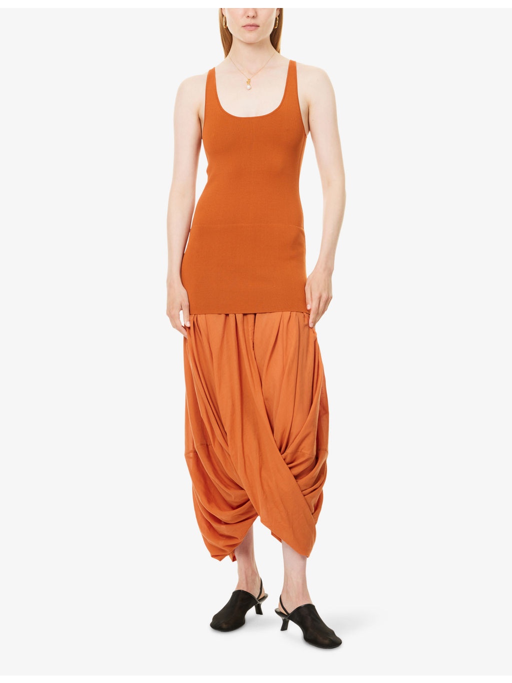 Cocoon Draped Woven Tank Dress - 3