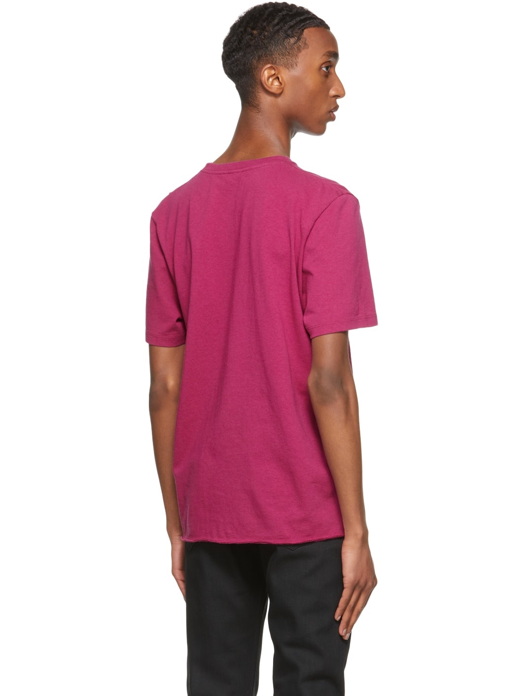 【関税込み】Saint Laurent ピンク Rive Gauche ロゴ T シャツ SAINT LAURENT Pink Rive Gauche Logo T-Shirt | ssense