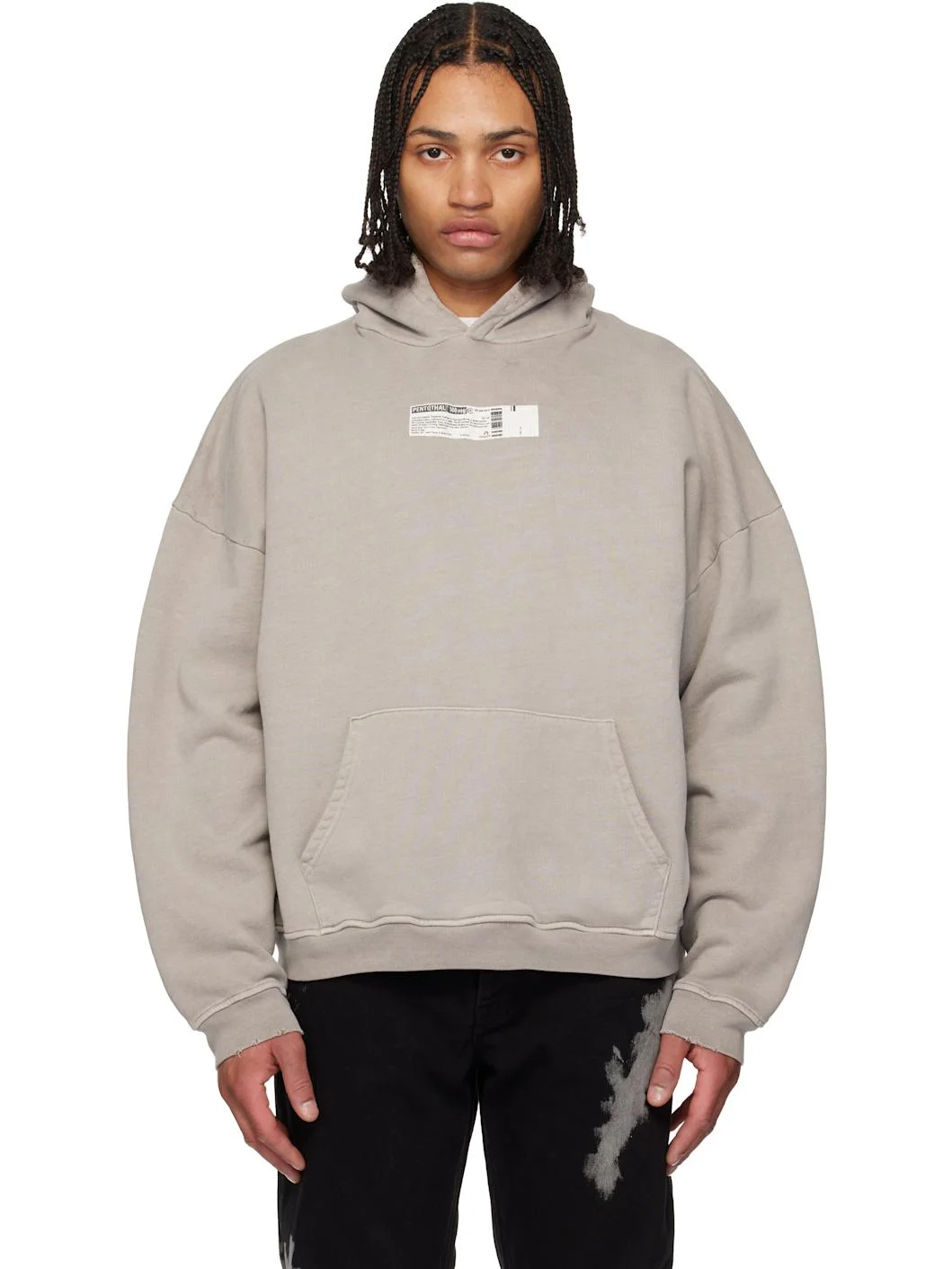 Gray 'Truth Serum' Shrunken Hoodie - 1