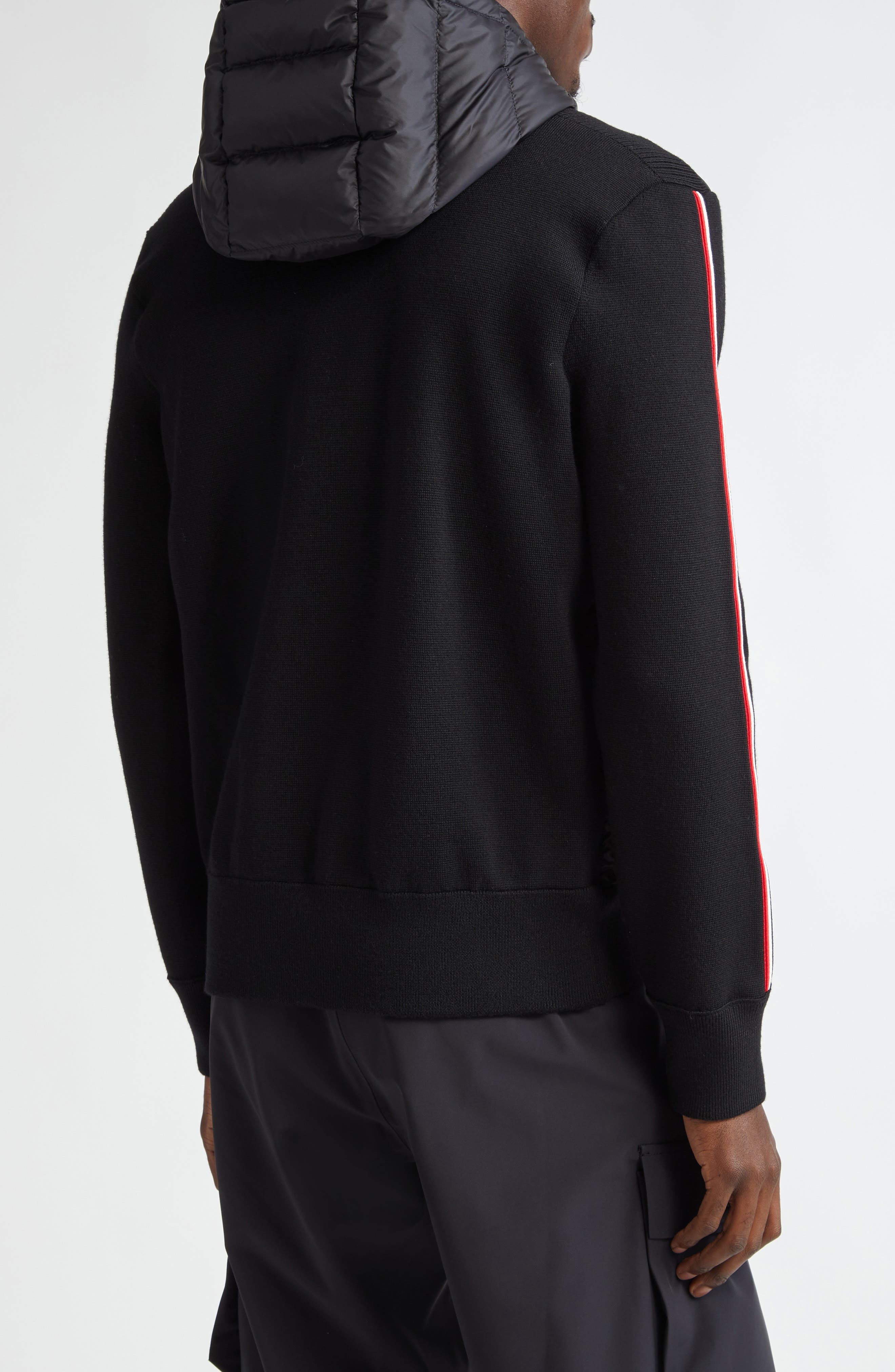 Moncler Hybrid Down & Wool Full Zip Hoodie in Black at Nordstrom - 2