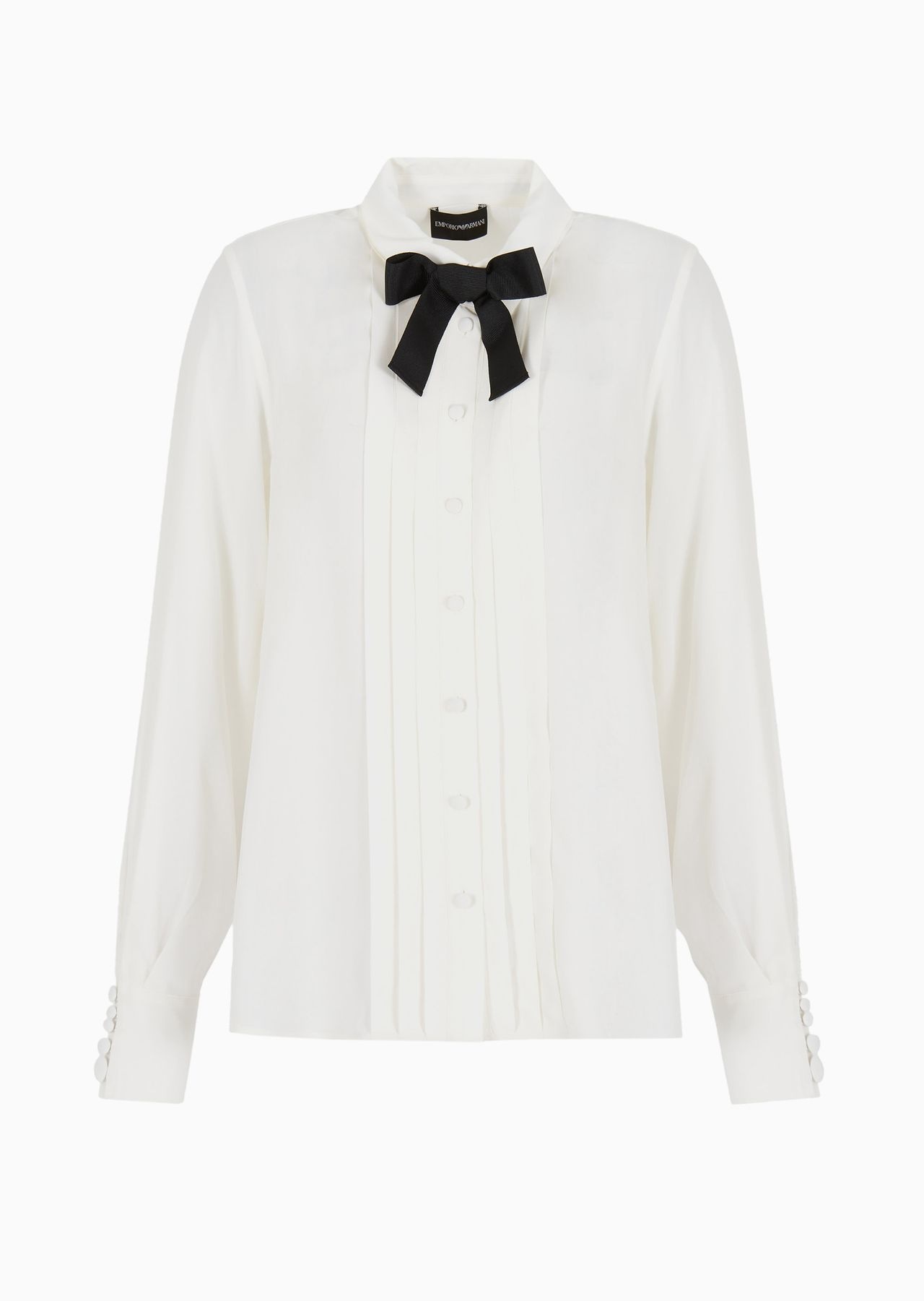 Crêpe shirt with pleats and bow - 1