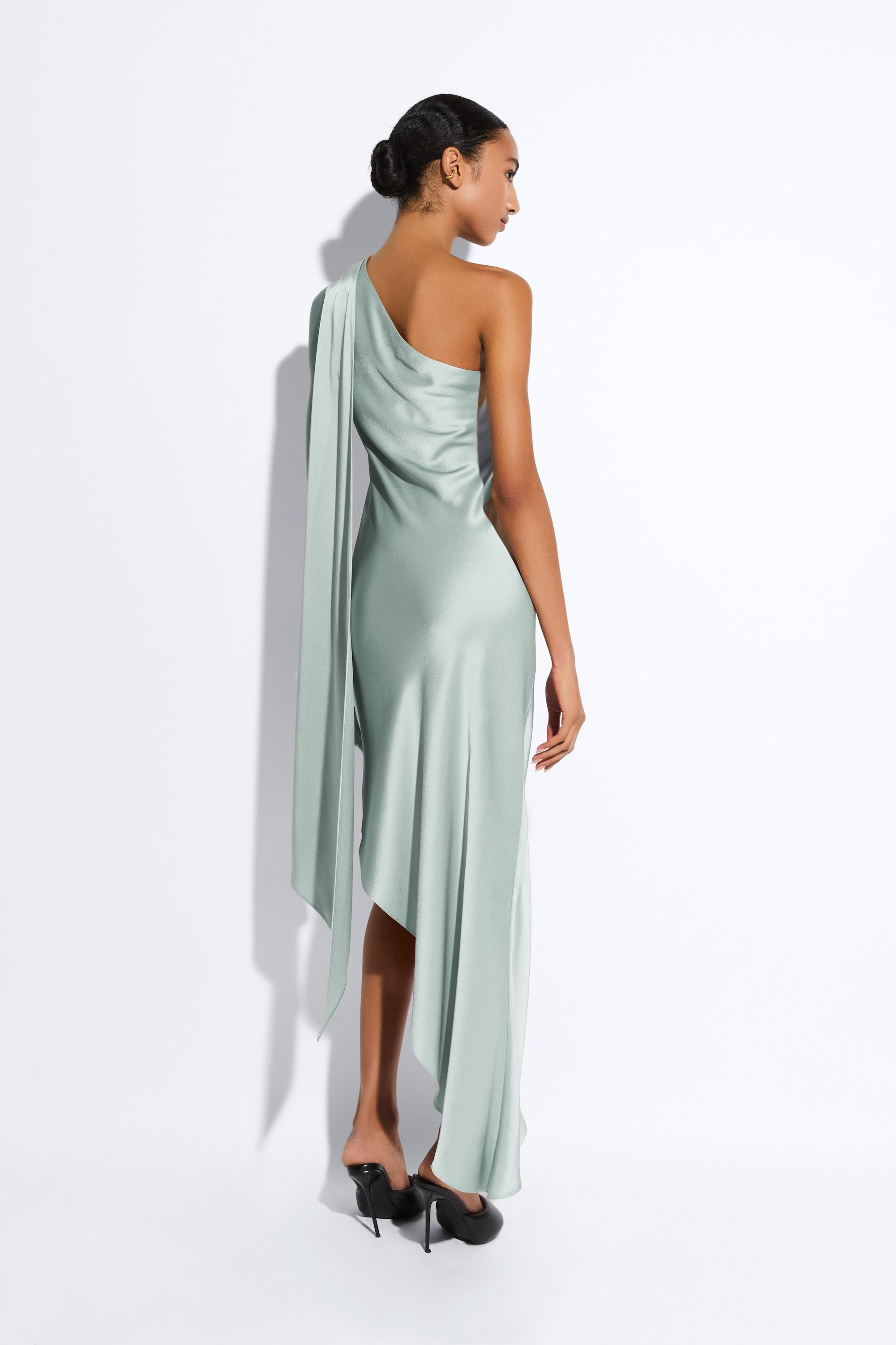 Satin One Shoulder Dress - 3