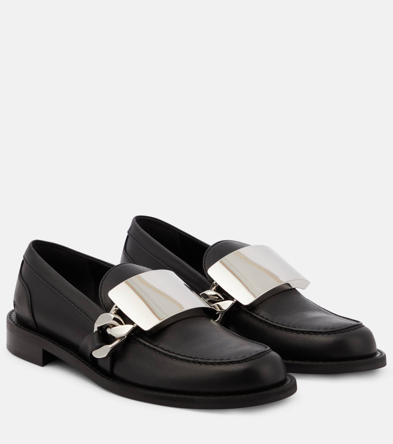 로고 조각 가죽 loafers 1