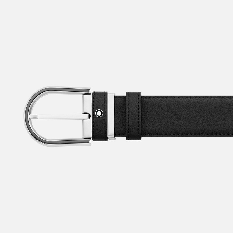 Montblanc Horseshoe buckle black 35 mm leather belt outlook
