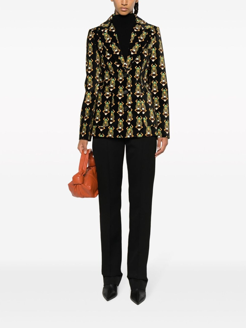 La DoubleJ Scarab-print cotton blazer outlook