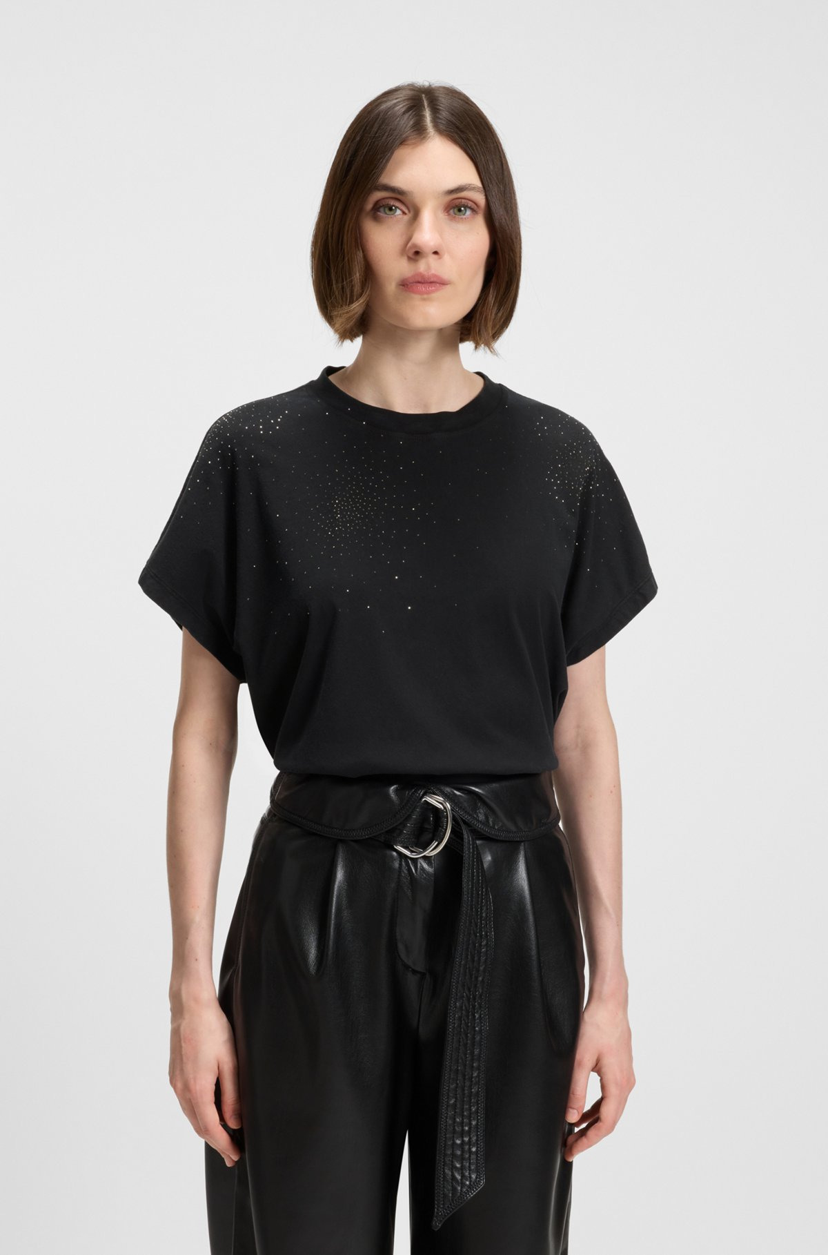 OVERSIZE-FIT COTTON T-SHIRT WITH CRYSTAL ARTWORK - 2