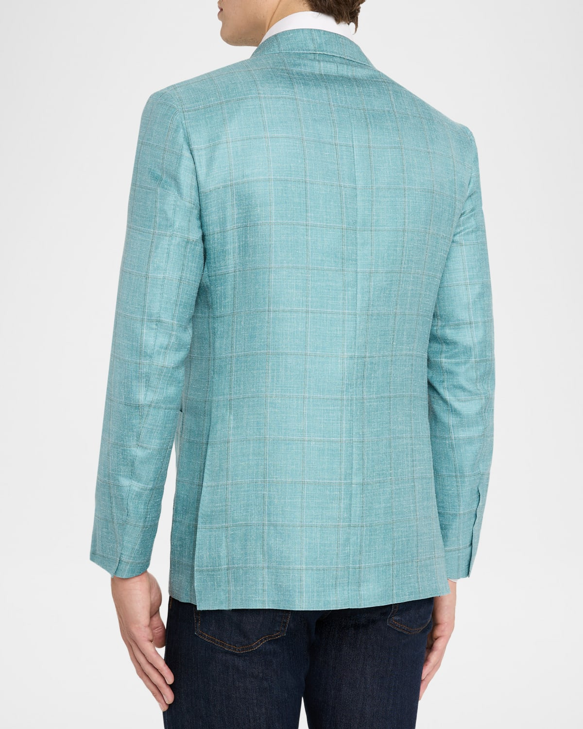 Men's Cashmere, Silk and Linen Windowpane Sport Coat - 3