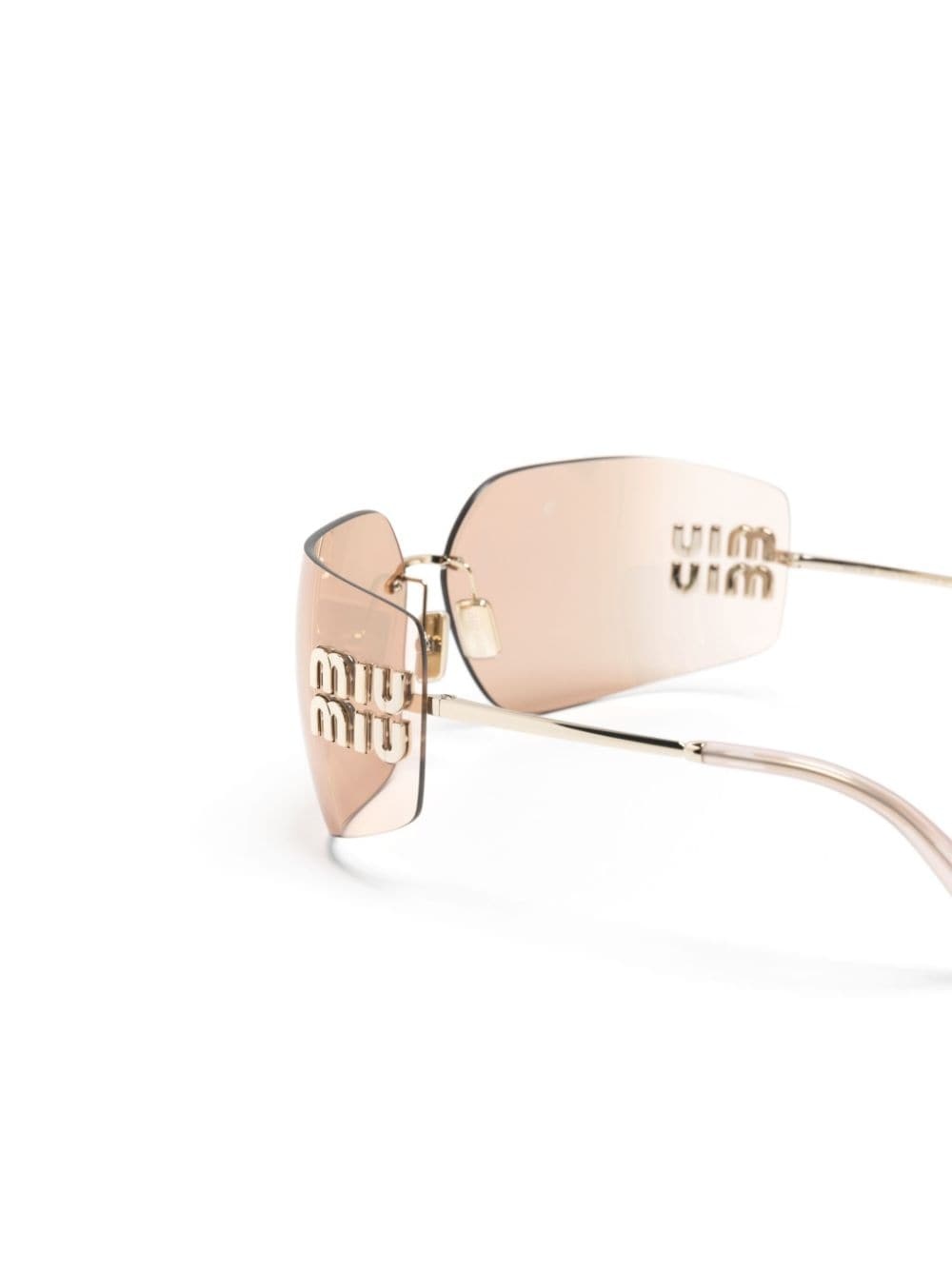 logo-plaque wraparound-frame sunglasses - 3