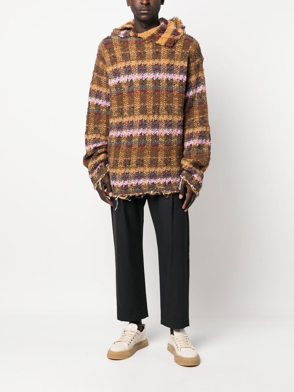 checked recycled wool hoodie - 2