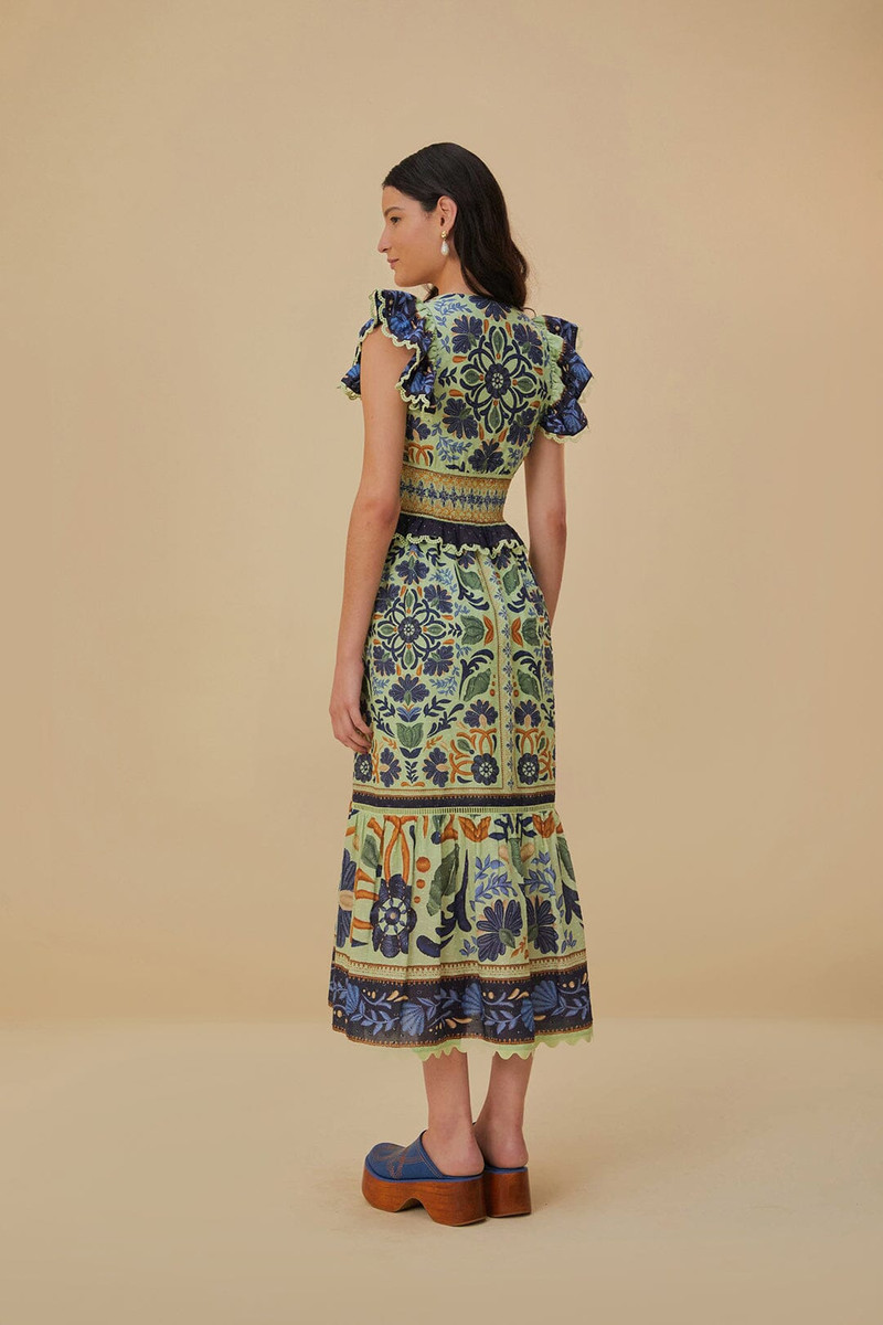 Green Ocean Tapestry Maxi Dress 4
