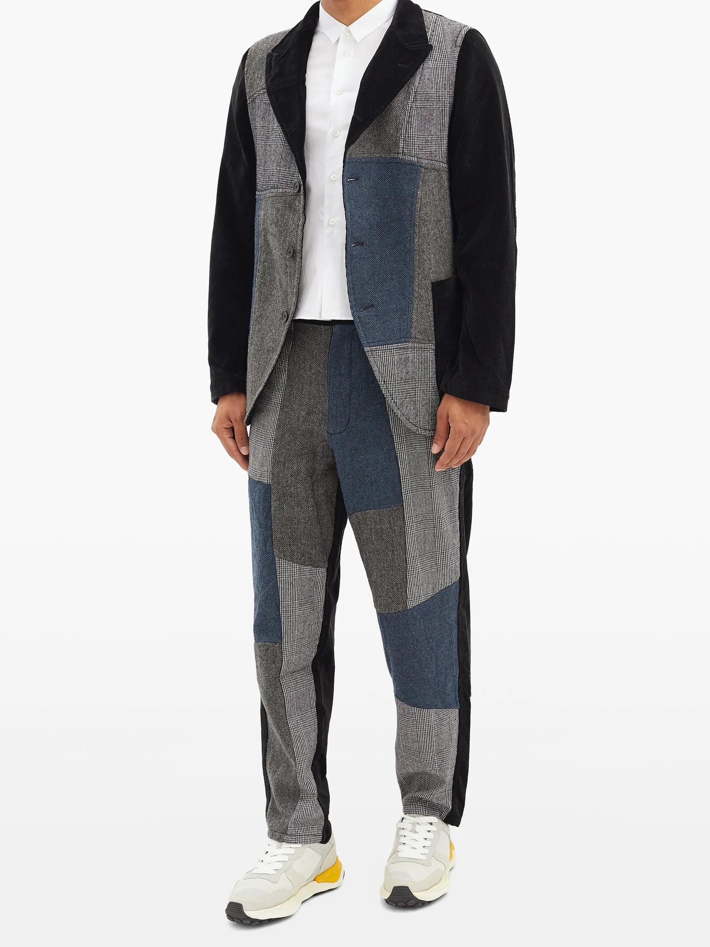 Patchwork wool-twill and cotton-corduroy trousers - 2