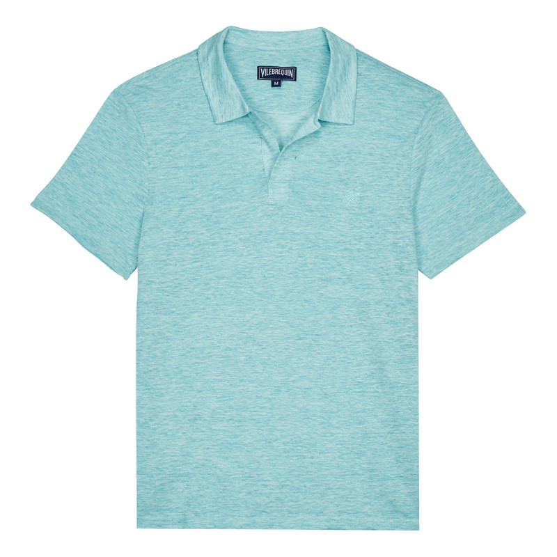 Men Linen Jersey Polo Shirt Solid 1