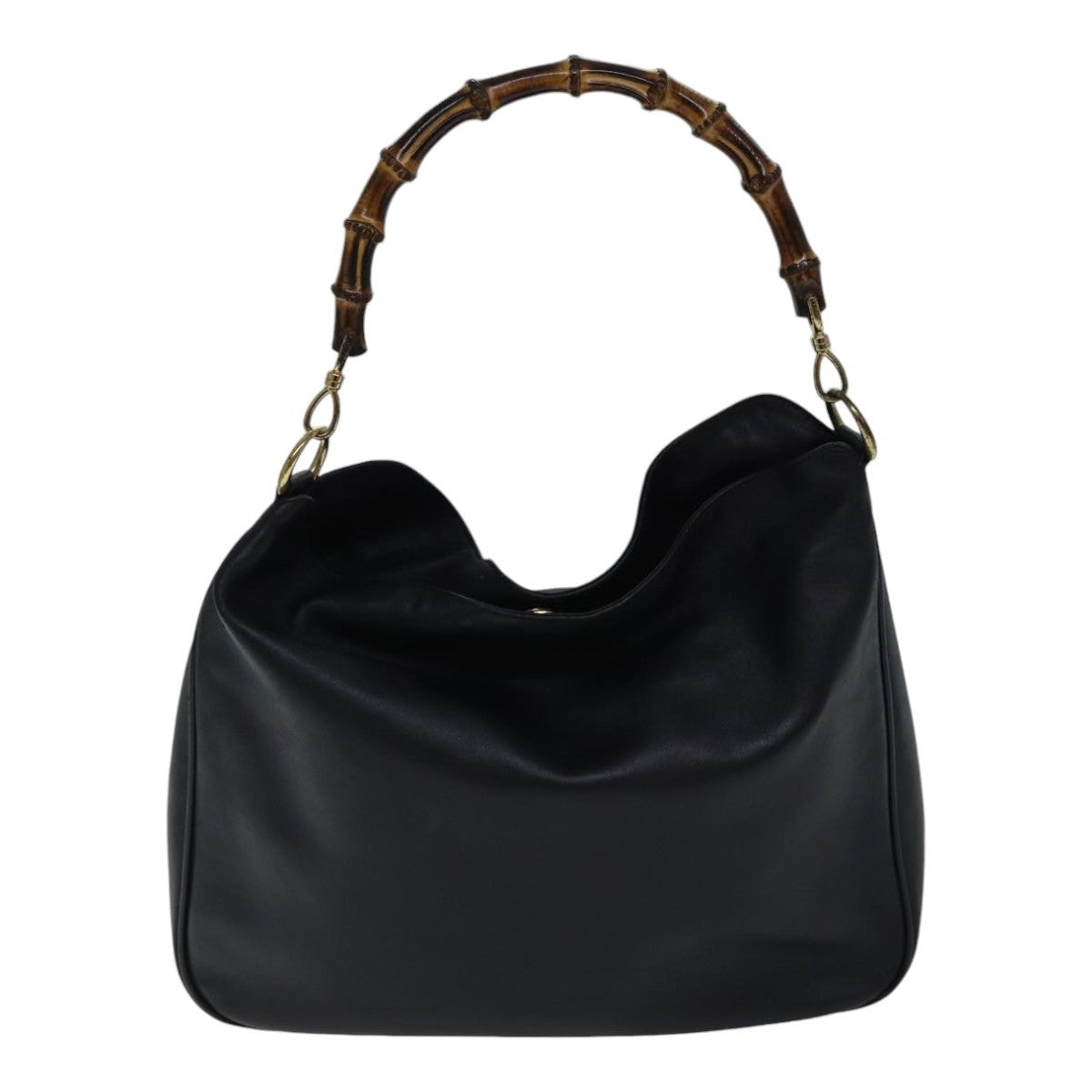 GUCCI Bamboo Hand Bag Leather Black - 2
