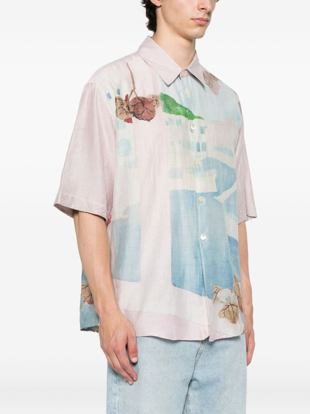 marina vista print short-sleeved shirt - 3