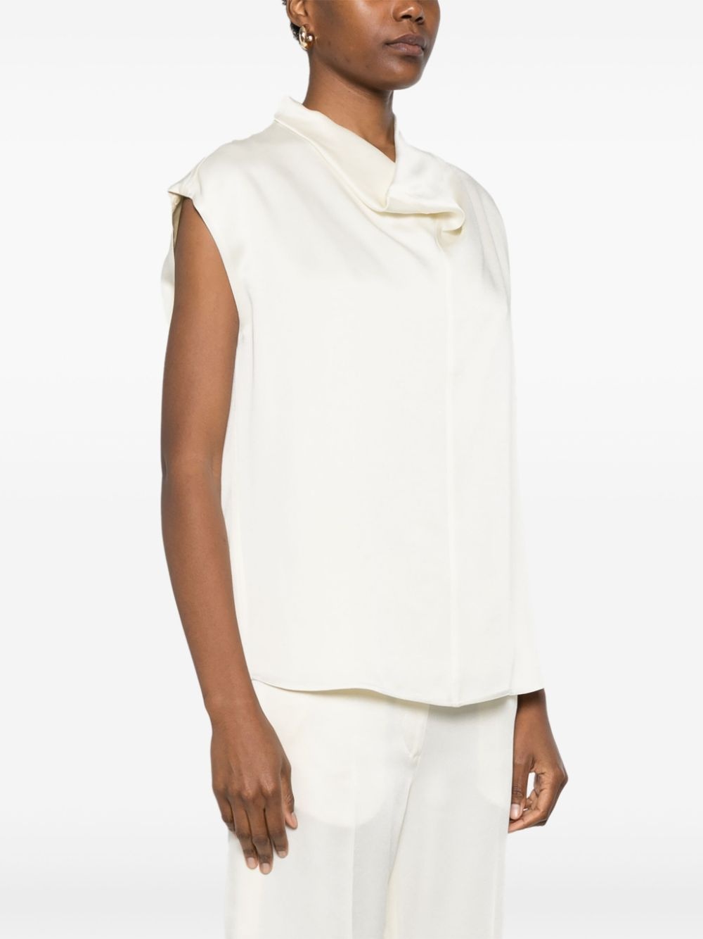 sleeveless funnel-neck blouse - 3