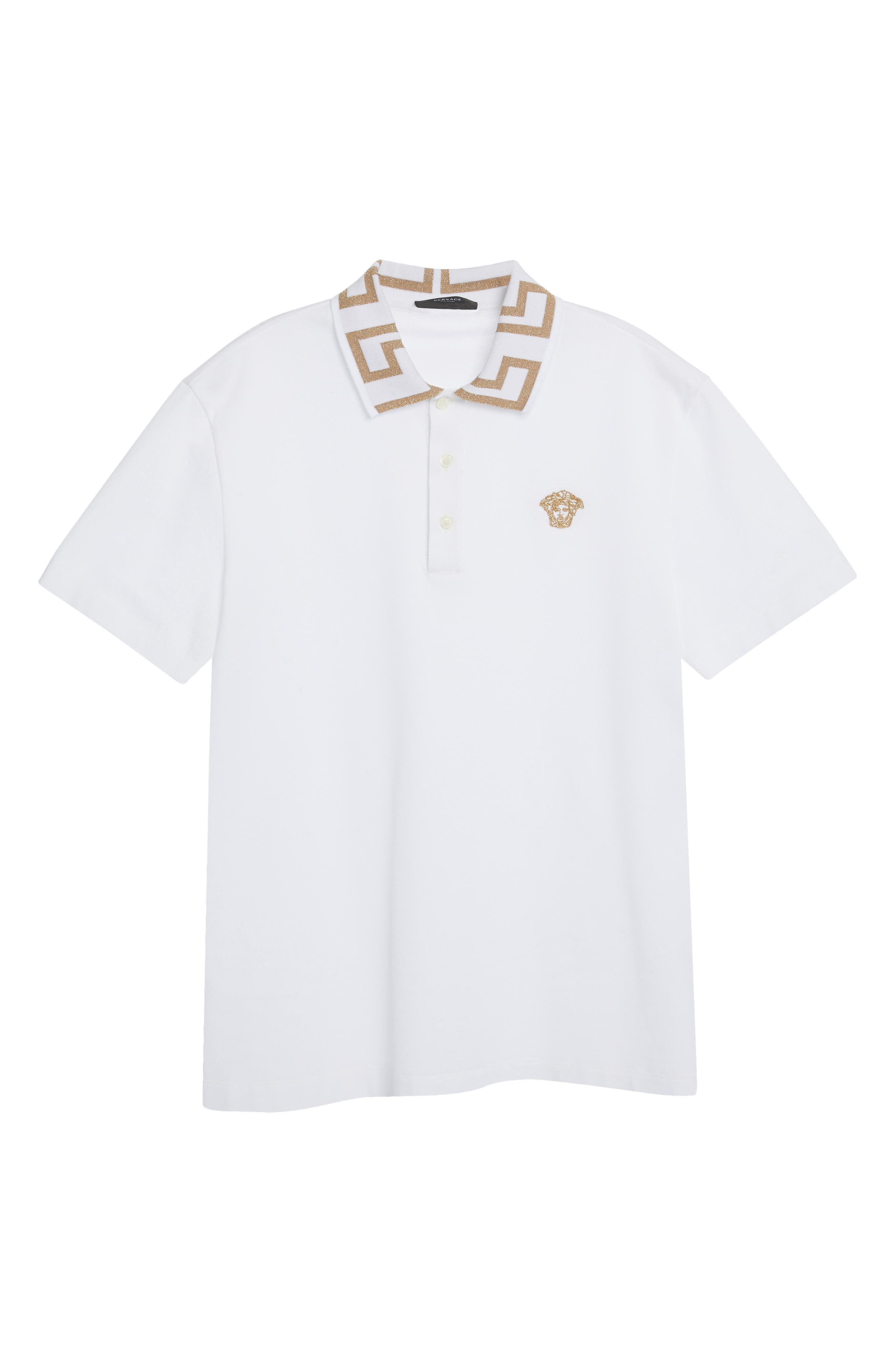 Metallic Greca Collar Piqué Polo - 5