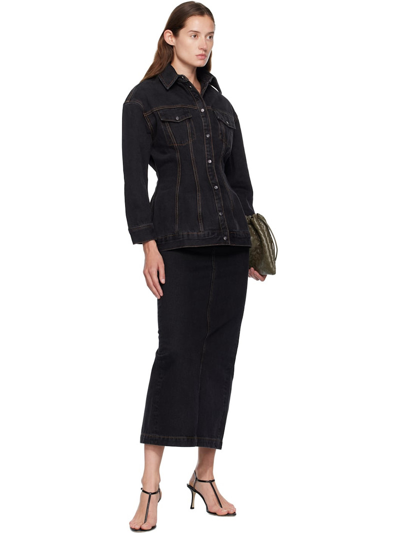 WARDROBE.NYC Black Denim Column Midi Skirt outlook