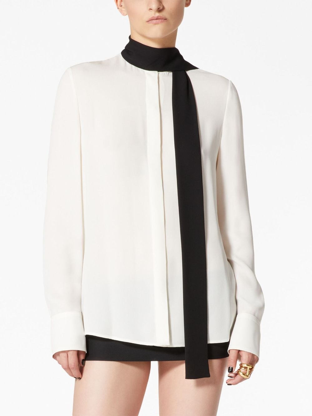 scarf-detail georgette blouse - 3