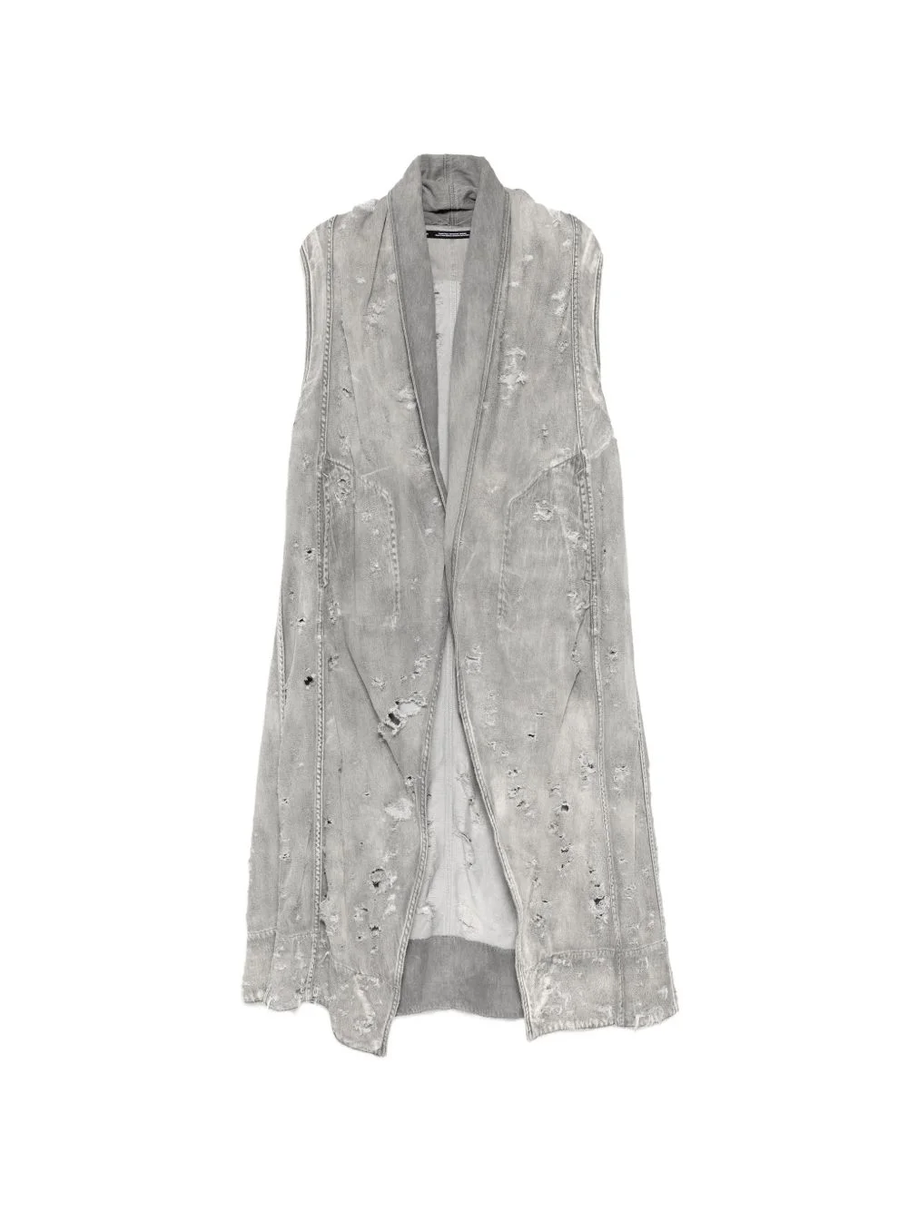 distressed sleeveless coat - 1