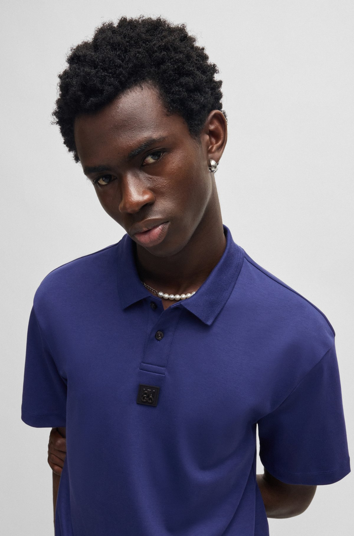 INTERLOCK-COTTON POLO SHIRT WITH STACKED LOGO - 3