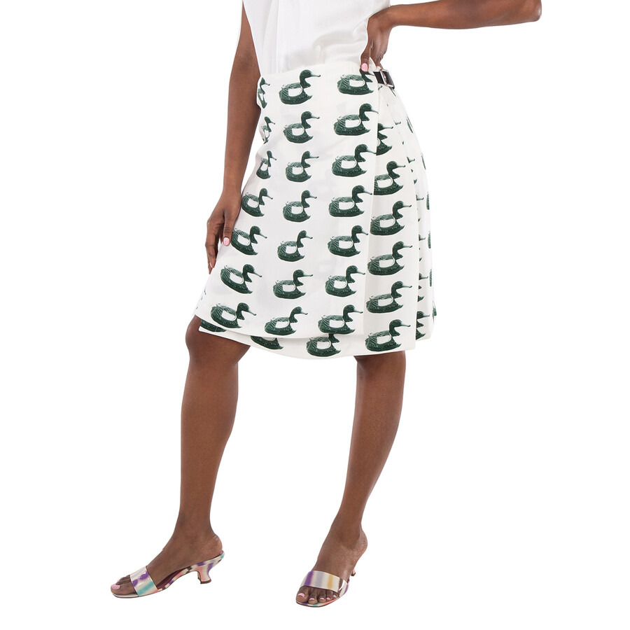 Burberry Duck Print Kilt Silk Skirt - 3