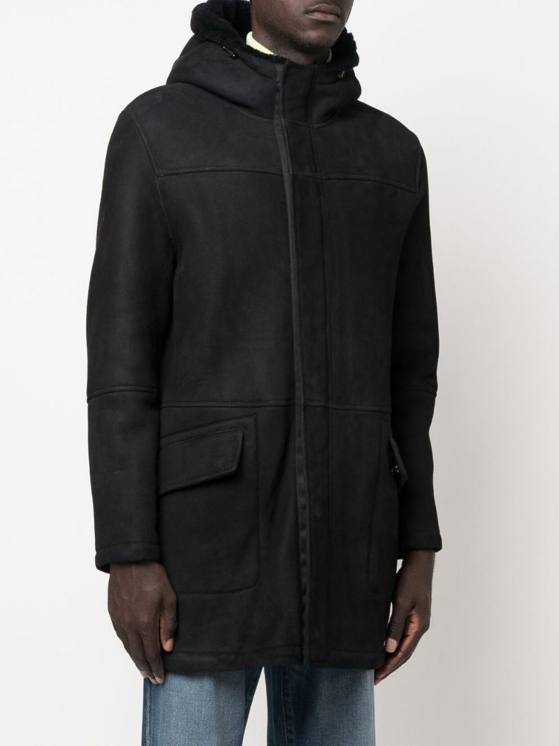 hooded shearling jacket - 3