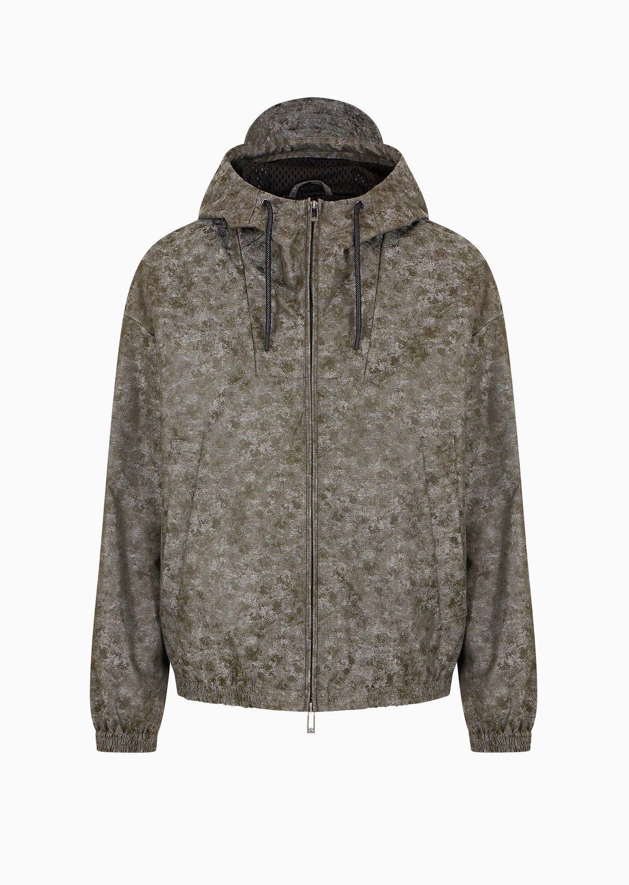 Water-repellent hooded blouson in nylon jacquard with a camouflage pattern - 1