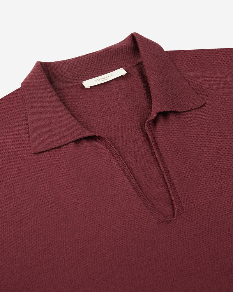 Wide fit V neck polo shirt in Flexwool 6