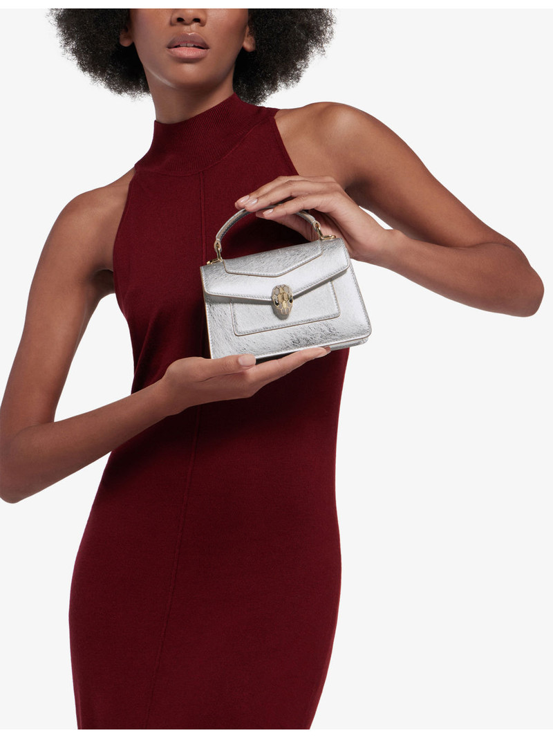 Serpenti Forever mini stud-embellished leather top-handle bag 3
