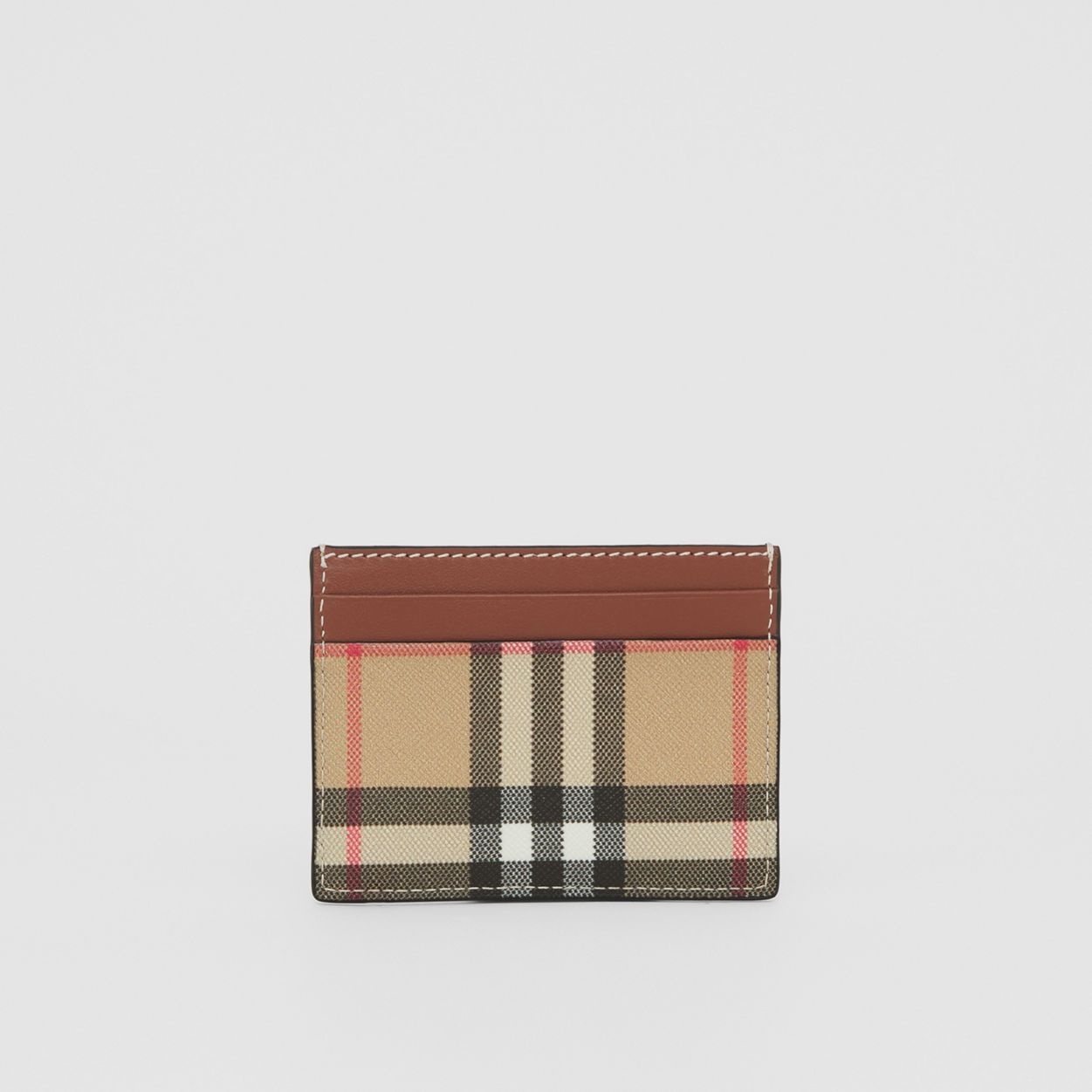 Vintage Check and Leather Card Case - 5