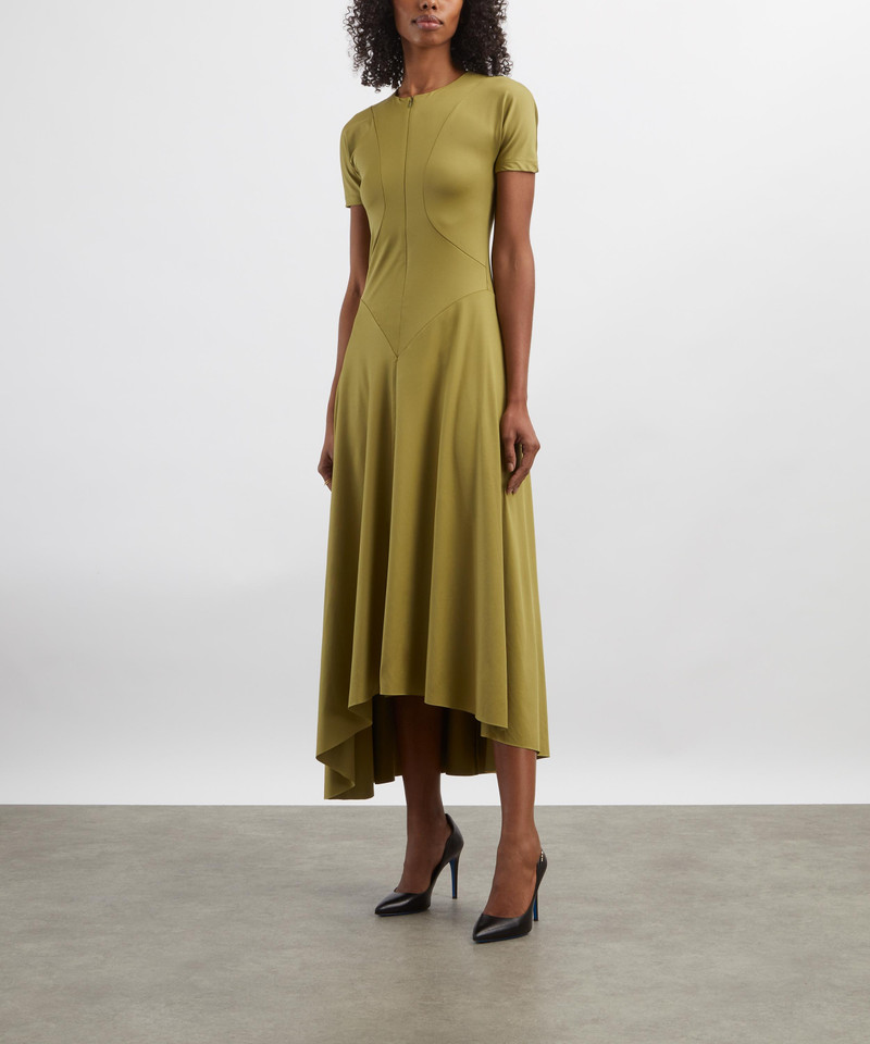 Victoria Beckham Green Finch Zipped Front Midi Dress outlook